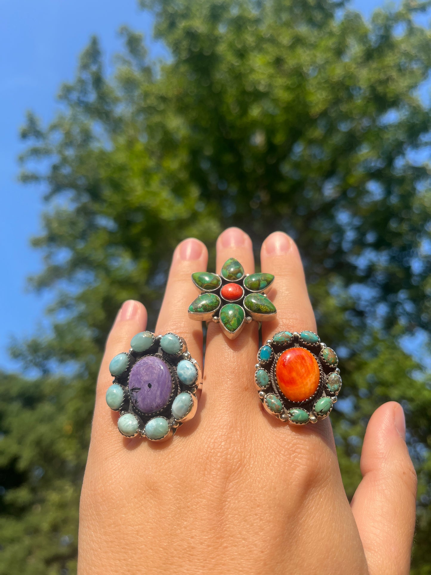 Orange Spiny + Turquoise - Size 10 - Southwestern Ring