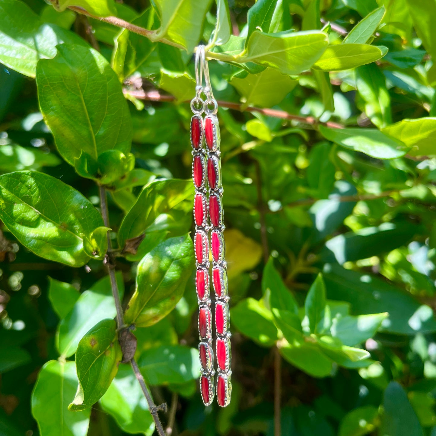 Red Coral - 4" Dangles – Southwestern Earrings