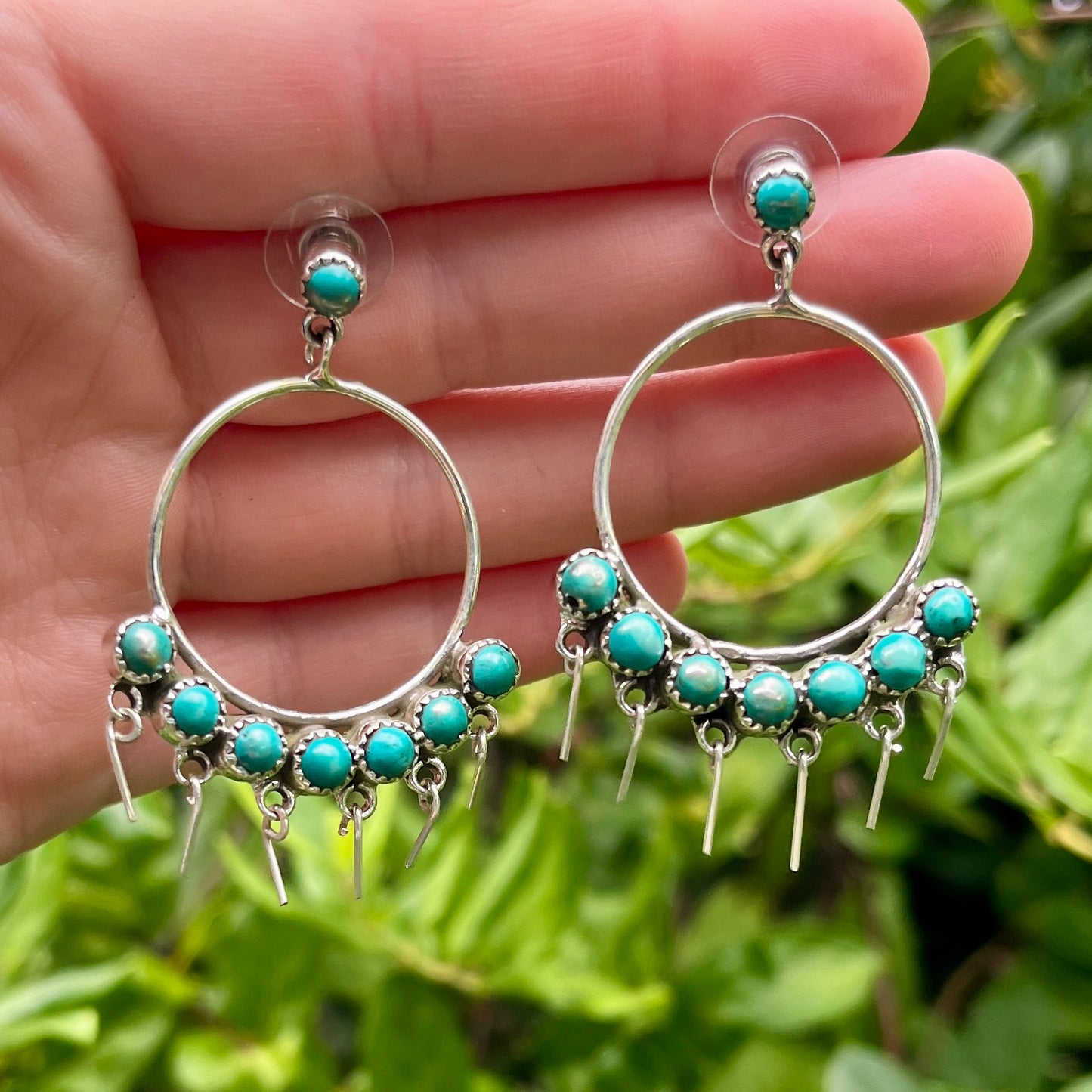 Turquoise - 2.125" Hoops – Southwestern Earrings