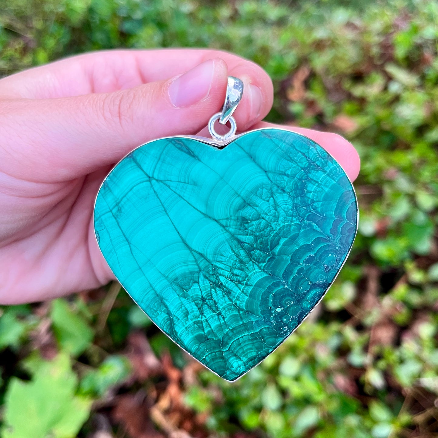 Malachite – 3" Heart Slab - Gemstone Pendant