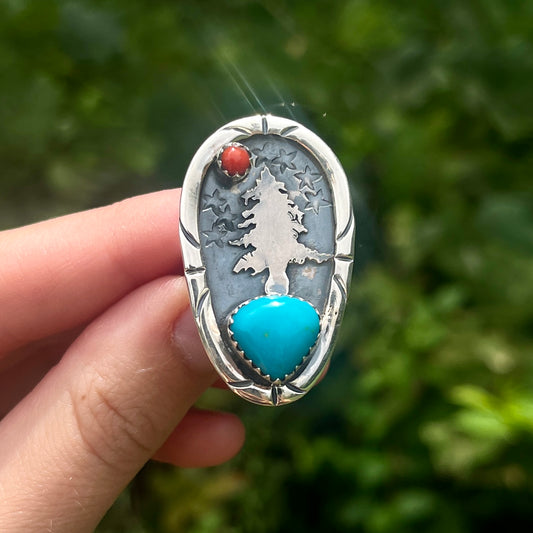 Turquoise + Red Coral - Size 8 – Southwestern Ring