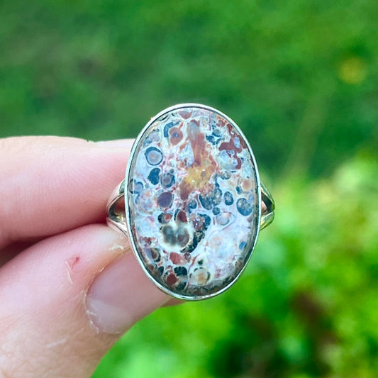 Leopard Skin Jasper - Size 8 - Gemstone Ring