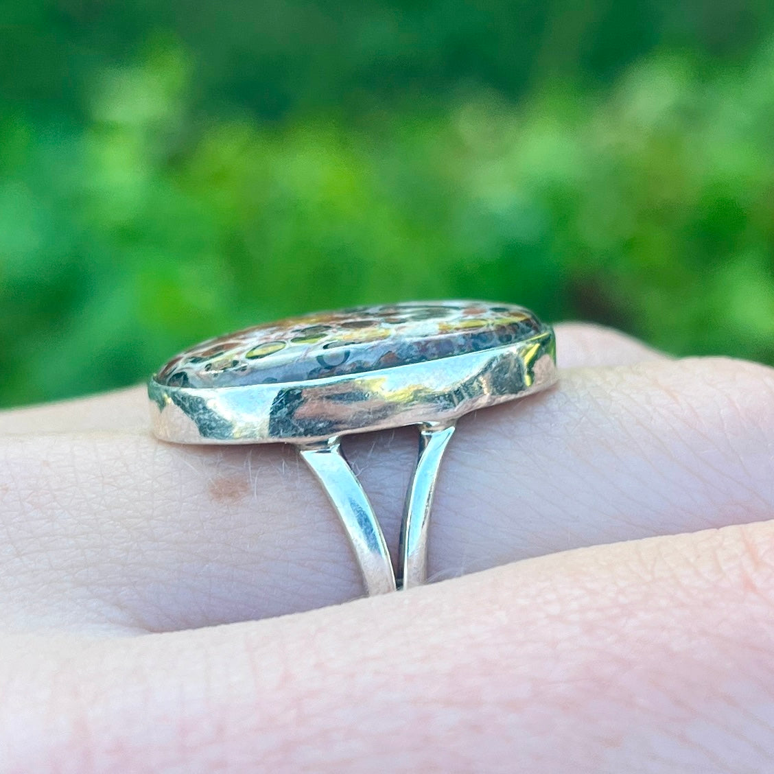 Leopard Skin Jasper - Size 8 - Gemstone Ring