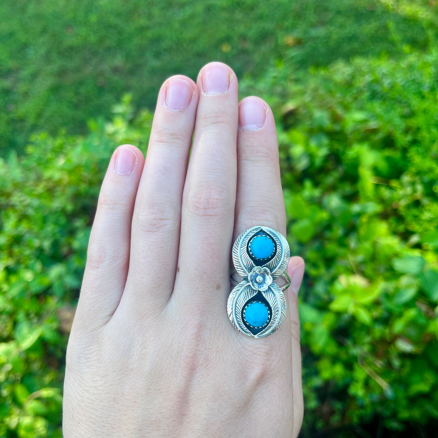 Kingman Turquoise Flower - Size 9.5 – Southwestern Ring