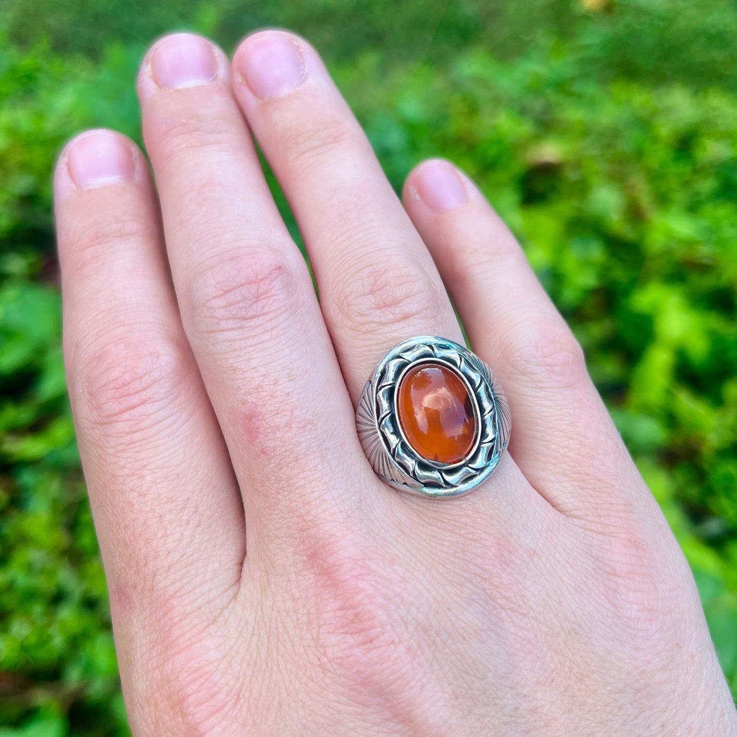 Amber - Size 7.5 - Gemstone Ring