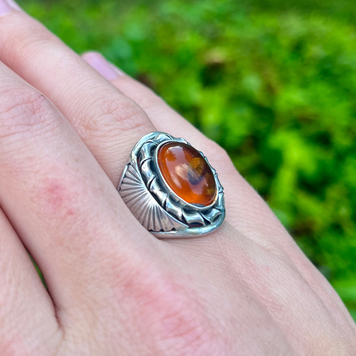 Amber - Size 7.5 - Gemstone Ring