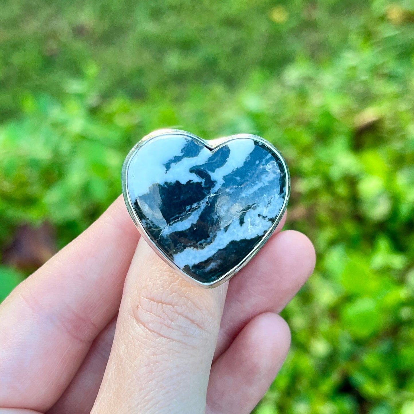 Zebra Jasper Heart - Size 9 - Gemstone Ring