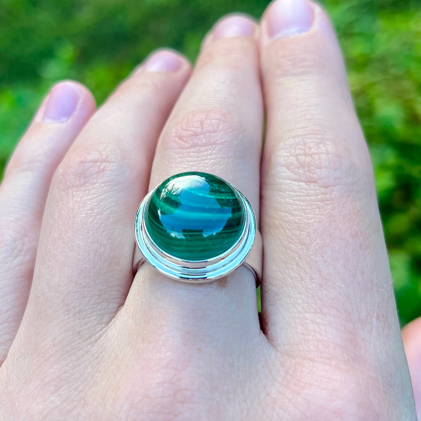 Malachite - Size 8 - Gemstone Ring