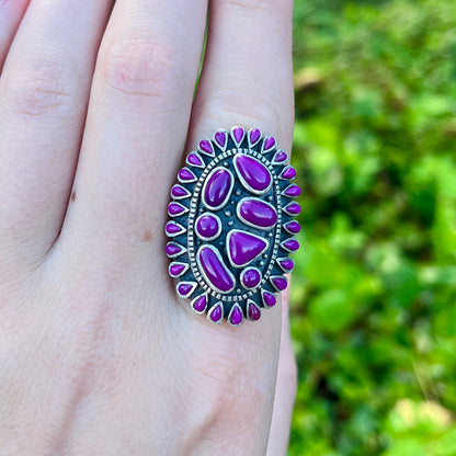 Purple Mojave Turquoise Needlepoint - Size 9 - Southwestern Ring