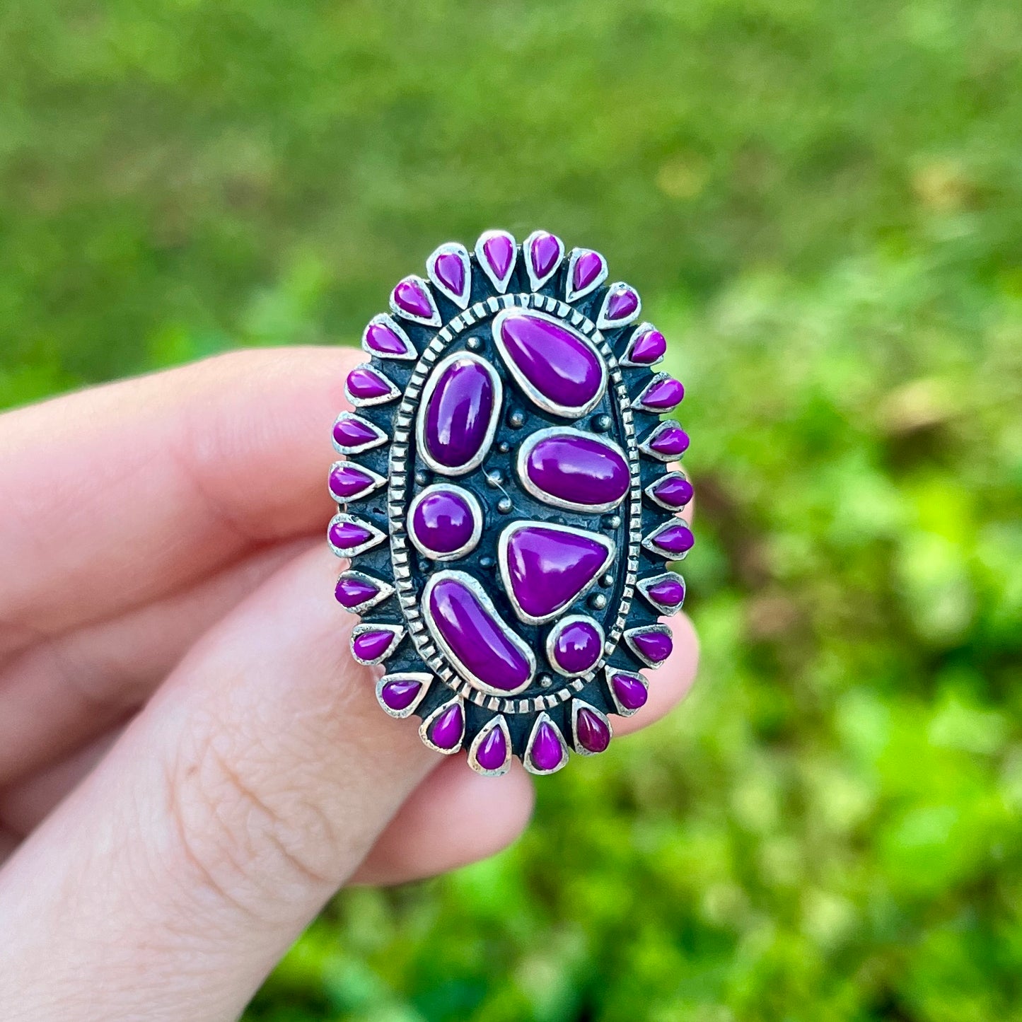 Purple Mojave Turquoise Needlepoint - Size 9 - Southwestern Ring