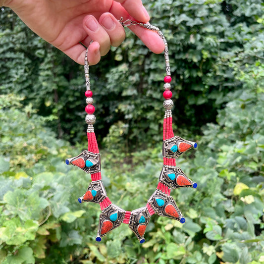 Tibetan Coral + Turquoise + Lapis Lazuli - 20" - Gemstone Necklace