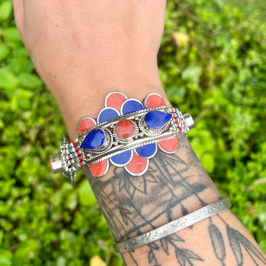 Tibetan Lapis Lazuli + Coral - 7.5" – Gemstone Bracelet