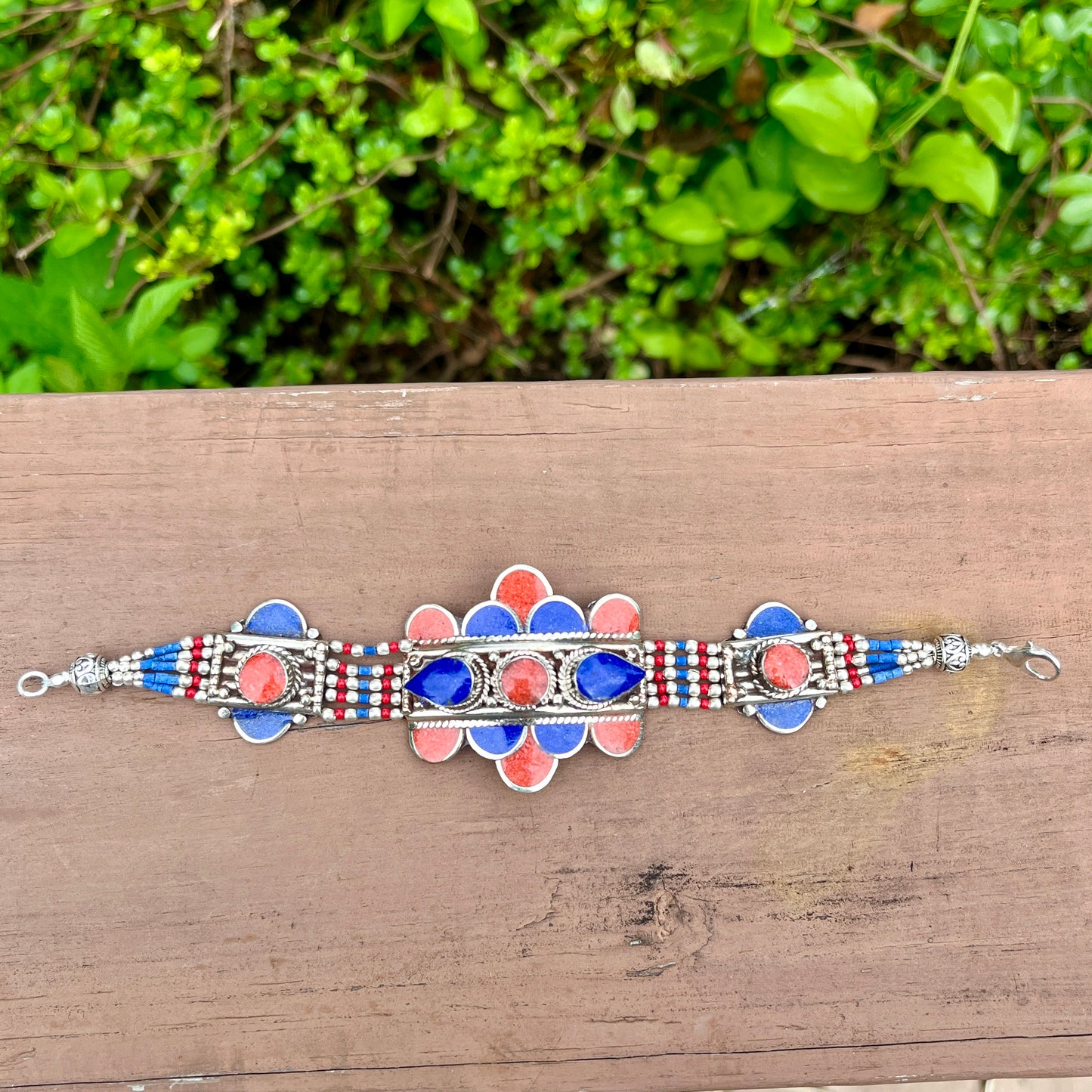 Tibetan Lapis Lazuli + Coral - 7.5" – Gemstone Bracelet