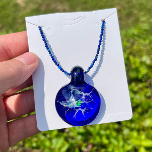 Blown Glass + Opal + Lapis Lazuli - 18" - Gemstone Necklace