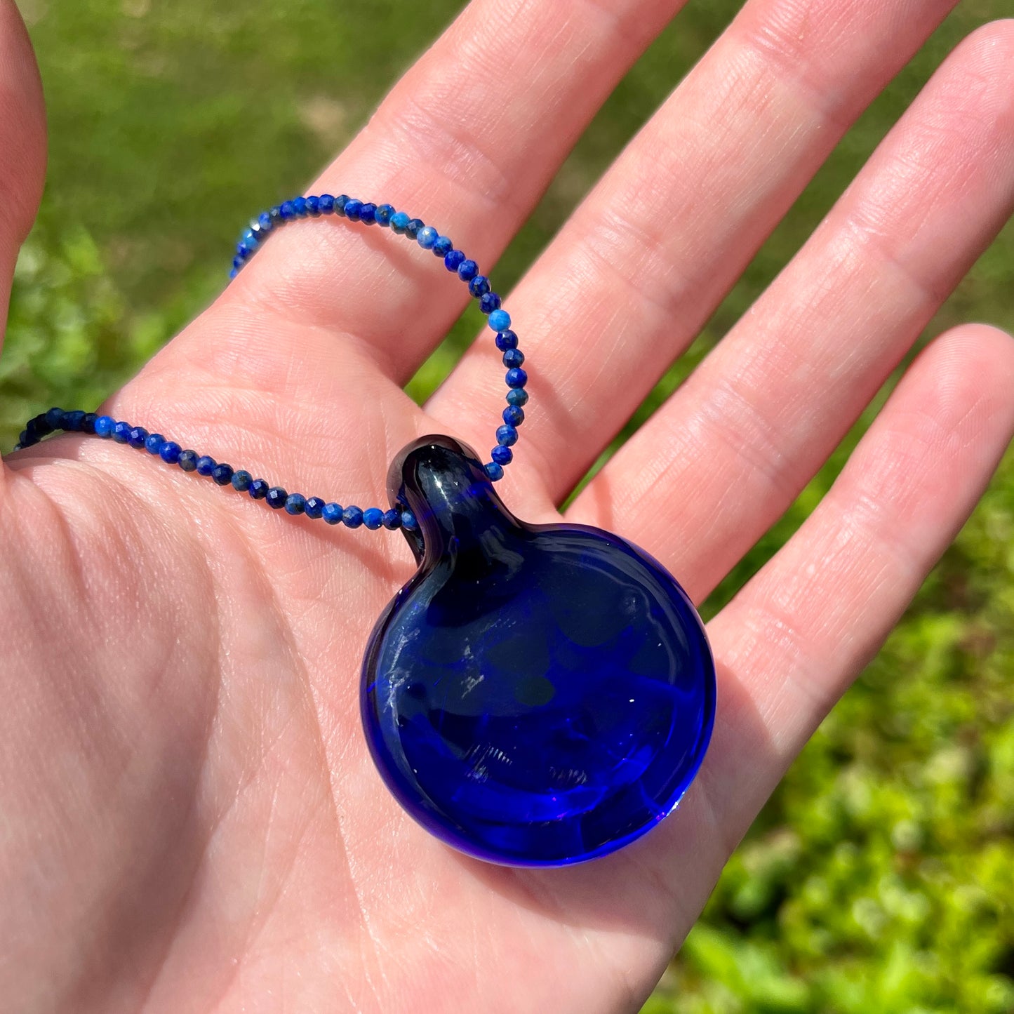 Blown Glass + Opal + Lapis Lazuli - 18" - Gemstone Necklace