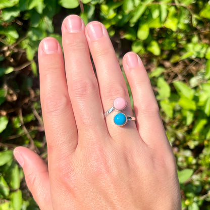 Kingman Turquoise + Pink Conch - Size 8 - Southwestern Ring