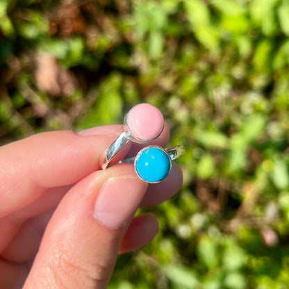 Kingman Turquoise + Pink Conch - Size 8 - Southwestern Ring