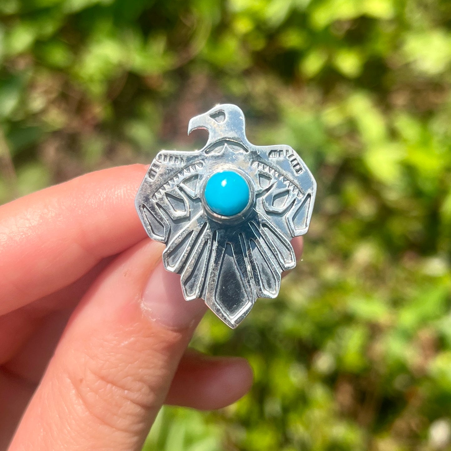 Kingman Turquoise Thunderbird - Size 7 - Southwestern Ring