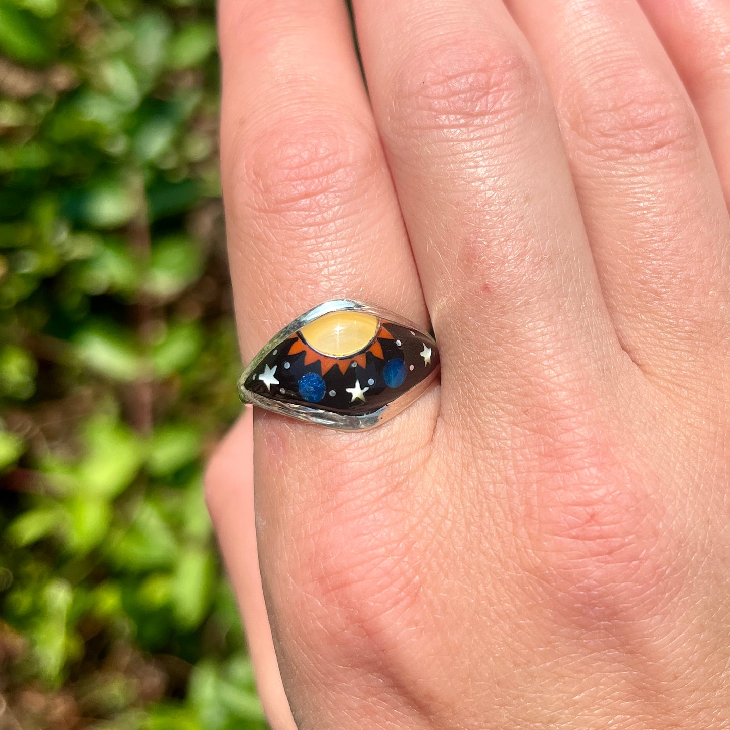 Galaxy Inlay Signed - Size 10.25 - Native American Ring