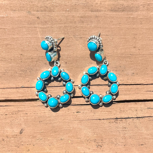 Kingman Turquoise - Round Dangles – Southwestern Earrings