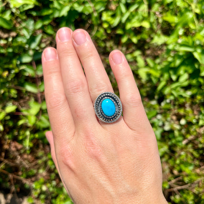 Kingman Turquoise - Size 8.25 - Southwestern Ring