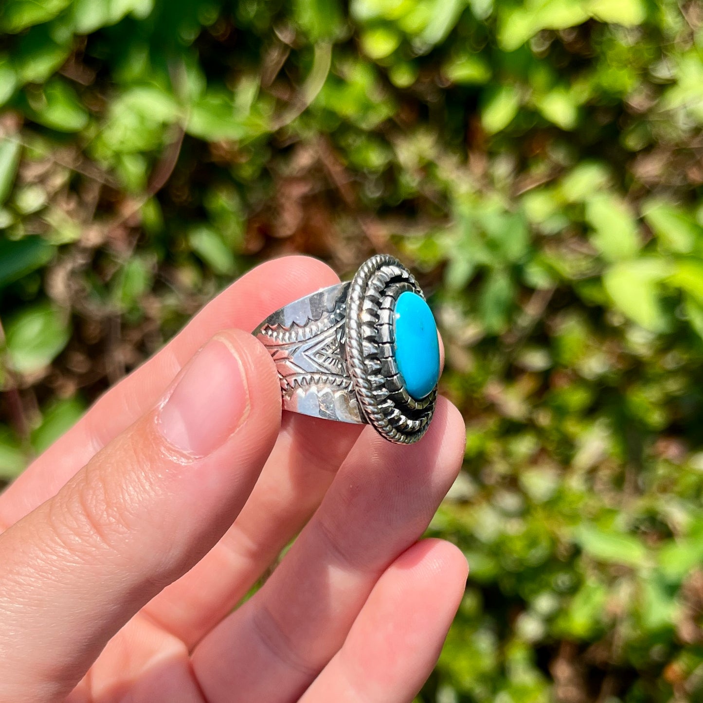 Kingman Turquoise - Size 8.25 - Southwestern Ring