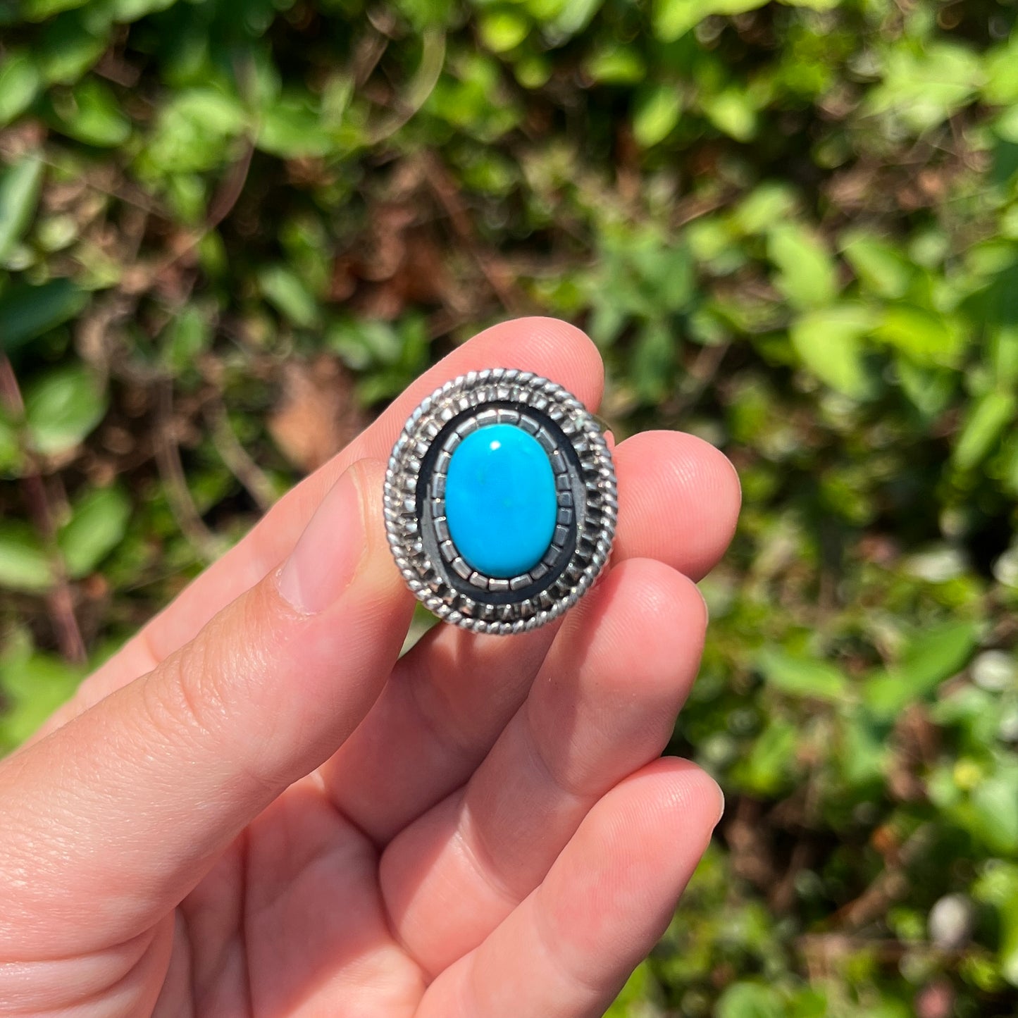 Kingman Turquoise - Size 8.25 - Southwestern Ring