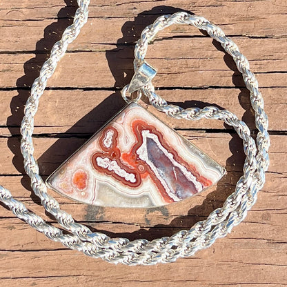 Crazy Lace Agate - 1.75" Fan - Gemstone Pendant