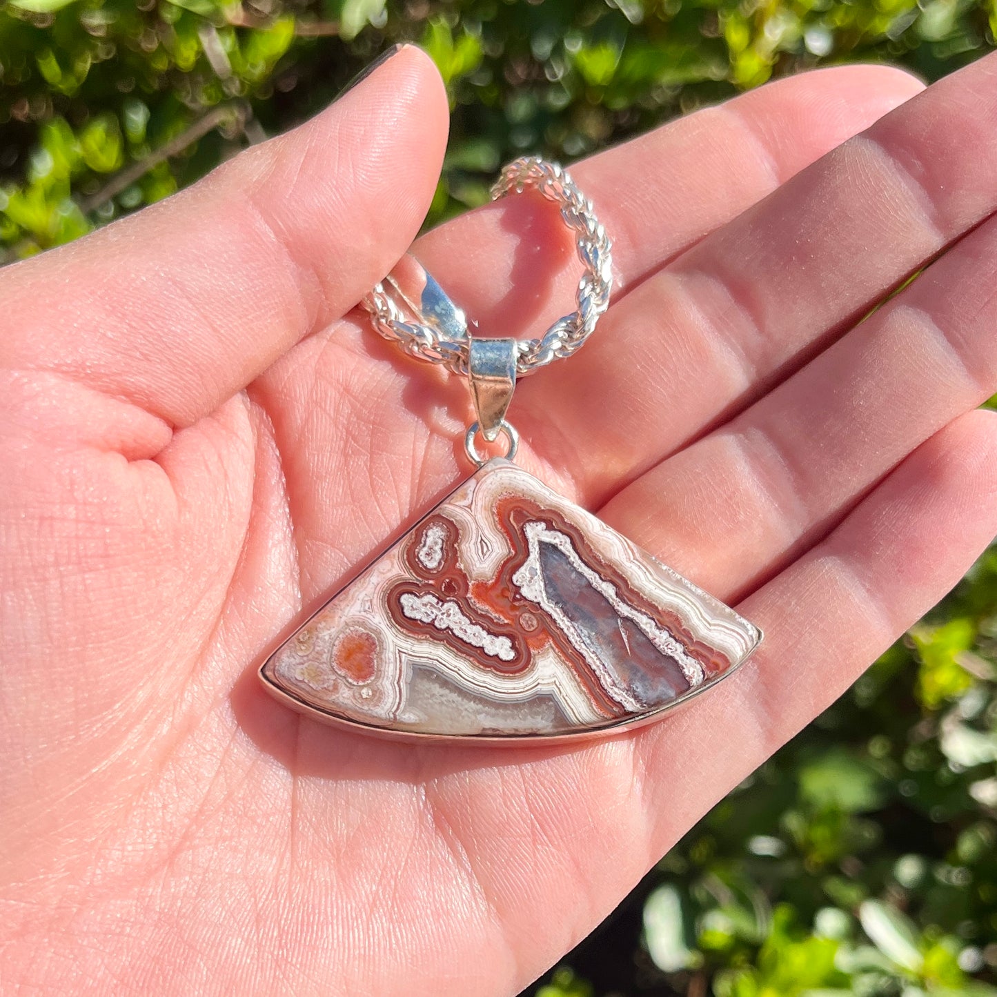 Crazy Lace Agate - 1.75" Fan - Gemstone Pendant