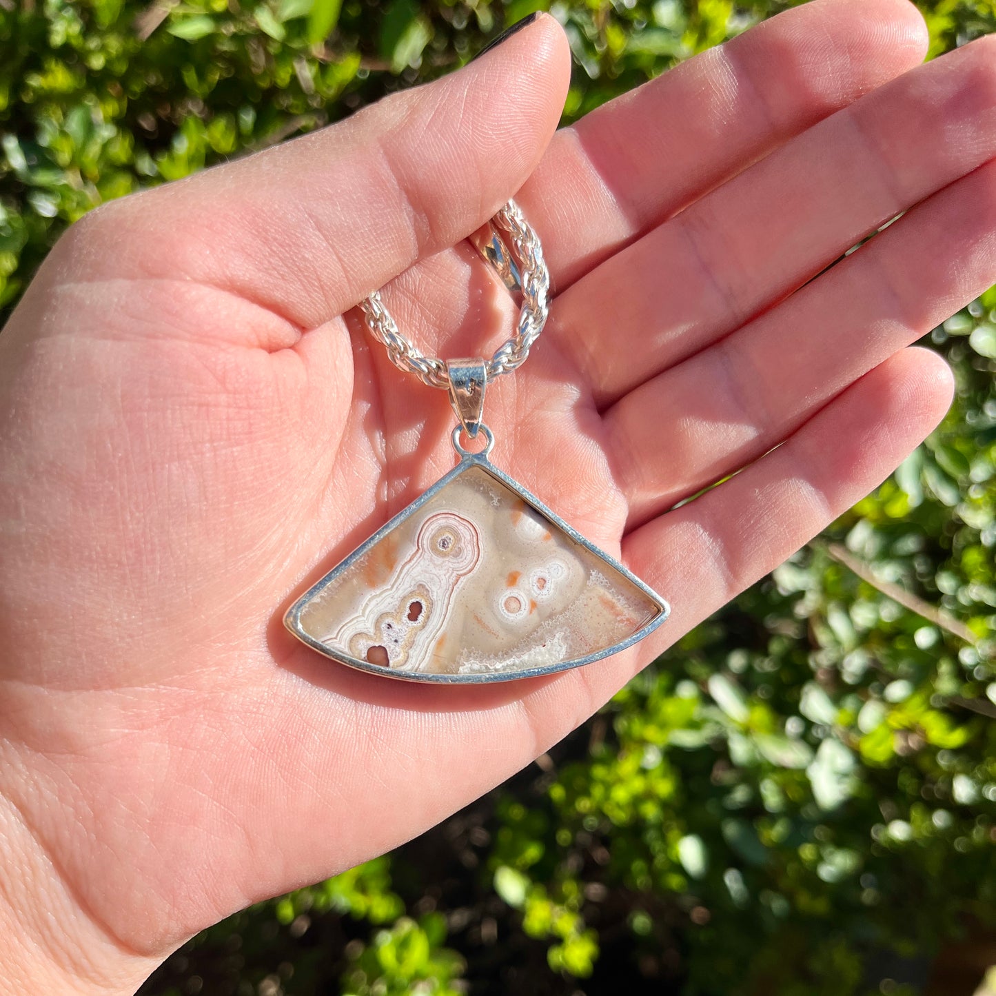 Crazy Lace Agate - 1.75" Fan - Gemstone Pendant