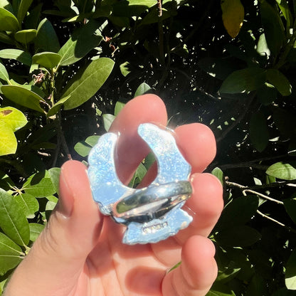 Larimar + Turquoise + Red Coral - Size 10 - Southwestern Ring