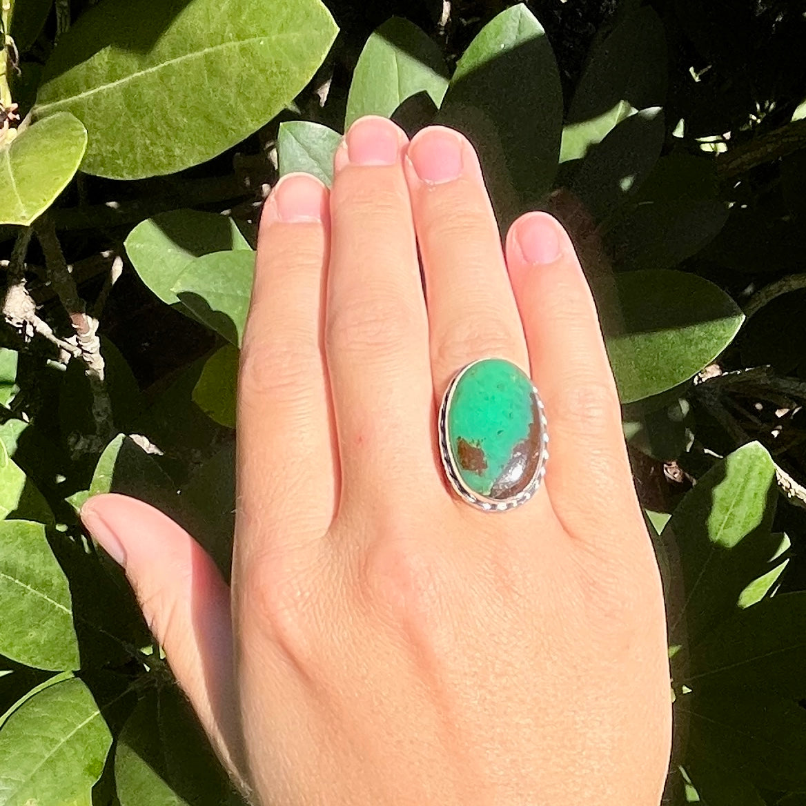 Chrysoprase - Size 7.25 - Gemstone Ring