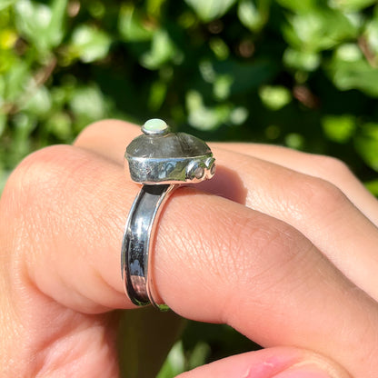 Labradorite + Opal - Size 10 - Gemstone Ring