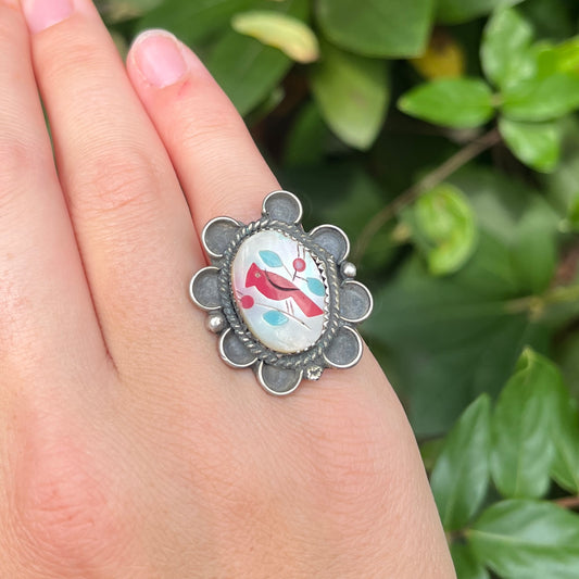 Bird Zuni Inlay - Size 5 - Native American Ring