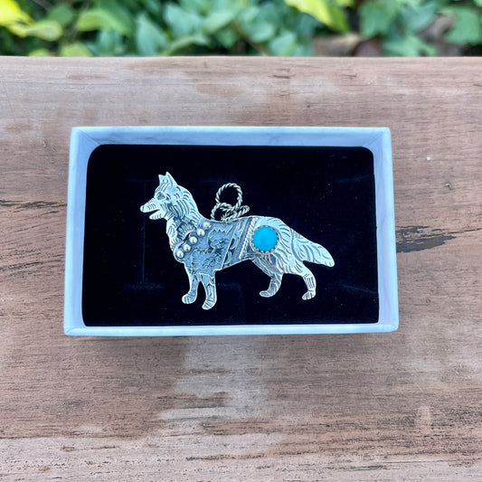 Kingman Turquoise - 2" Fox - Southwestern Pendant